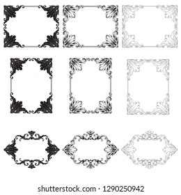 Rococo vector set of vintage elements for design. Baroque Decorative design element filigree calligraphy vector. You can use for wedding decoration of greeting card and laser cutting