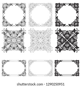 Rococo vector set of vintage elements for design. Baroque Decorative design element filigree calligraphy vector. You can use for wedding decoration of greeting card and laser cutting