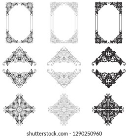 Rococo vector set of vintage elements for design. Baroque Decorative design element filigree calligraphy vector. You can use for wedding decoration of greeting card and laser cutting