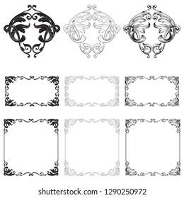 Rococo vector set of vintage elements for design. Baroque Decorative design element filigree calligraphy vector. You can use for wedding decoration of greeting card and laser cutting