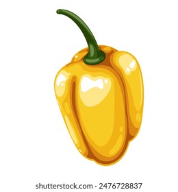 Rocoto Pfeffer, Cartoon Gewürz und Gemüse. Gelber ganzer heißer Paprika für sehr würziges mexikanisches Essen, Cartoon-Vitamin und Aroma-gesunde Zutat der beißenden vegetarischen Vektorillustration