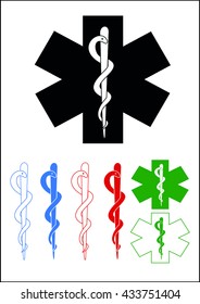 Rod of Aesculapius in different colors