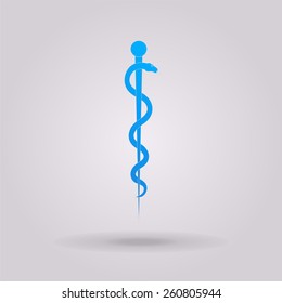 Rod of Aesculapius  Snake Coiled Up Silhouette Isolated on