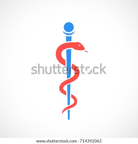 Rod of Asclepius, medical snake vector icon isolated on white background