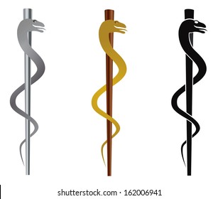 Rod of Asclepius Medical Symbol Isolated on White Background Vector Illustration