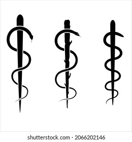 
rod of asclepius, medicine symbol. vector logo icon eps 10