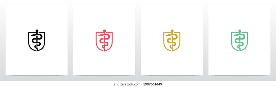 Rod of Asclepius On Letter Logo Design U