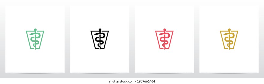 Rod of Asclepius On Letter Logo Design V