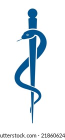 Rod of Asclepius pharmacy icon isolated on white. Symbol for drugstore or medicine, pharmacy snake symbol. Vector Illustration