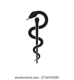 Haste de Asclepius farmácia silhueta vetor ilustração plana sobre fundo branco
