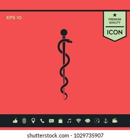 Rod of Asclepius Snake Coiled Up Silhouette