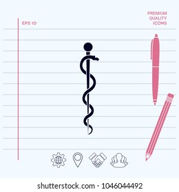 Rod of Asclepius Snake Coiled Up Silhouette