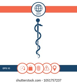 Rod of Asclepius Snake Coiled Up Silhouette