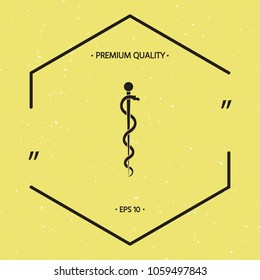 Rod of Asclepius Snake Coiled Up Silhouette