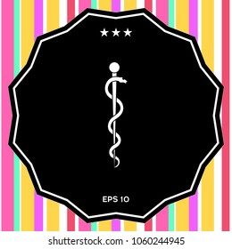 Rod of Asclepius Snake Coiled Up Silhouette
