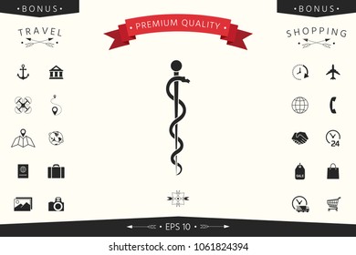 Rod of Asclepius Snake Coiled Up Silhouette