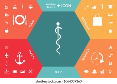 Rod of Asclepius Snake Coiled Up Silhouette