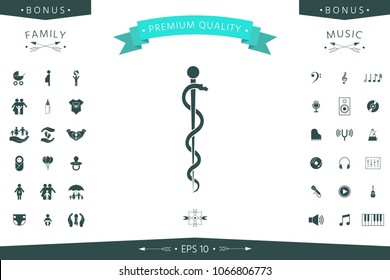 Rod of Asclepius Snake Coiled Up Silhouette