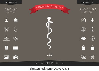 Rod of Asclepius Snake Coiled Up Silhouette
