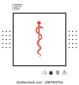 Rod of Asclepius Snake Coiled Up Silhouette