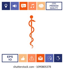 Rod of Asclepius Snake Coiled Up Silhouette