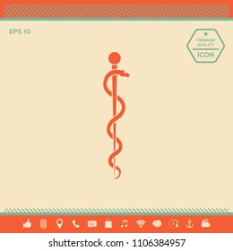 Rod of Asclepius Snake Coiled Up Silhouette