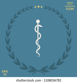 Rod of Asclepius Snake Coiled Up Silhouette