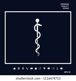 Rod of Asclepius Snake Coiled Up Silhouette