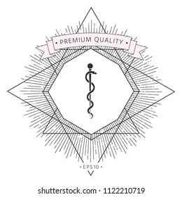 Rod of Asclepius Snake Coiled Up Silhouette
