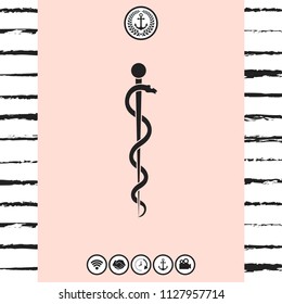 Rod of Asclepius Snake Coiled Up Silhouette