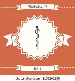 Rod of Asclepius Snake Coiled Up Silhouette
