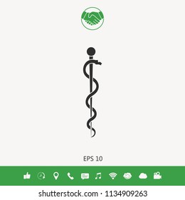 Rod of Asclepius Snake Coiled Up Silhouette