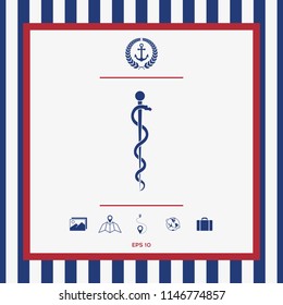 Rod of Asclepius Snake Coiled Up Silhouette