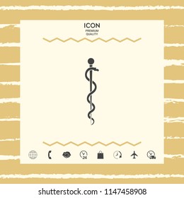 Rod of Asclepius Snake Coiled Up Silhouette