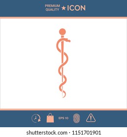 Rod of Asclepius Snake Coiled Up Silhouette