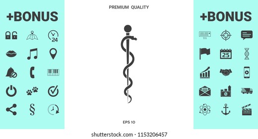 Rod of Asclepius Snake Coiled Up Silhouette