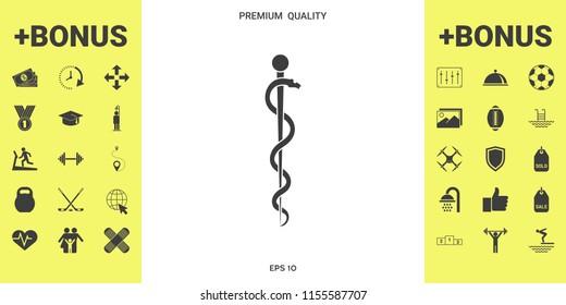 Rod of Asclepius Snake Coiled Up Silhouette