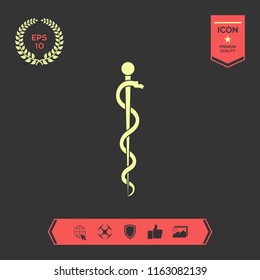 Rod of Asclepius Snake Coiled Up Silhouette