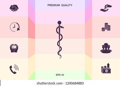 Rod of Asclepius Snake Coiled Up Silhouette