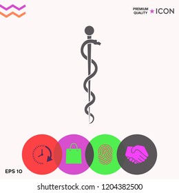 Rod of Asclepius Snake Coiled Up Silhouette