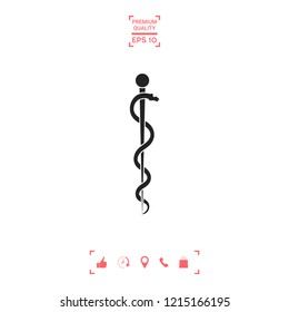 Rod of Asclepius Snake Coiled Up Silhouette