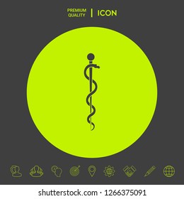 Rod of Asclepius Snake Coiled Up Silhouette. Graphic elements for your design