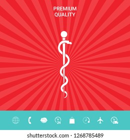 Rod of Asclepius Snake Coiled Up Silhouette. Graphic elements for your design