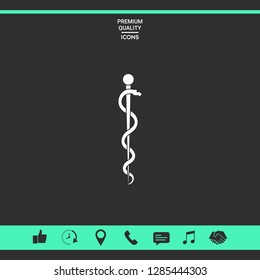 Rod of Asclepius Snake Coiled Up Silhouette. Graphic elements for your design