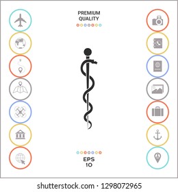 Rod of Asclepius Snake Coiled Up Silhouette. Graphic elements for your design