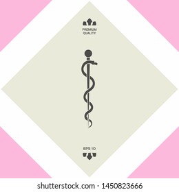 Rod of Asclepius Snake Coiled Up Silhouette. Graphic elements for your design