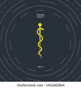 Rod of Asclepius Snake Coiled Up Silhouette. Graphic elements for your design