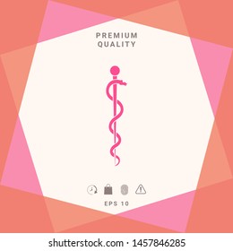 Rod of Asclepius Snake Coiled Up Silhouette. Graphic elements for your design
