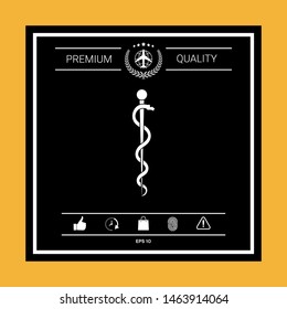 Rod of Asclepius Snake Coiled Up Silhouette. Graphic elements for your design