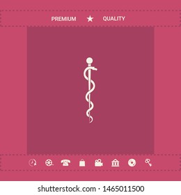 Rod of Asclepius Snake Coiled Up Silhouette. Graphic elements for your design